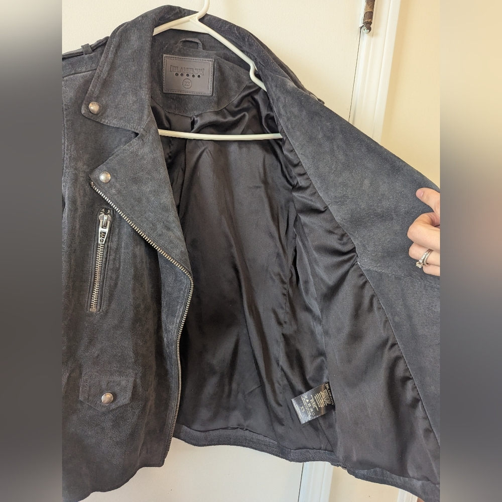 BlankNYC Suede Dark Gray Black Moto Biker Jacket - Picture 3 of 9
